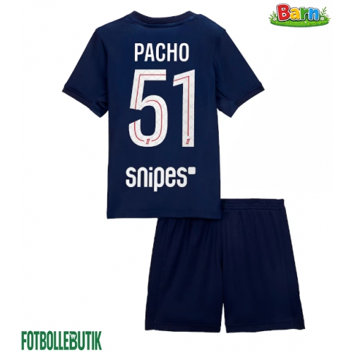 Paris Saint-Germain Willian Pacho #51 Hemmaställ Barn 2025-26 Kortärmad (+ Korta byxor)